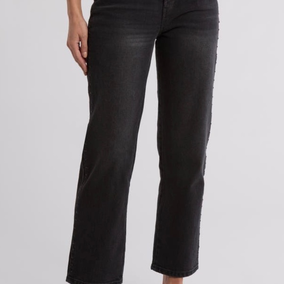 Kensie Astrid Side Rhinestone Straight Leg Jeans, Retro Luxe Stretch, 4/27, NWT - Picture 2 of 7